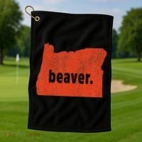 Oregon State Nickname Beaver Distressed Golf Towel thumb 1