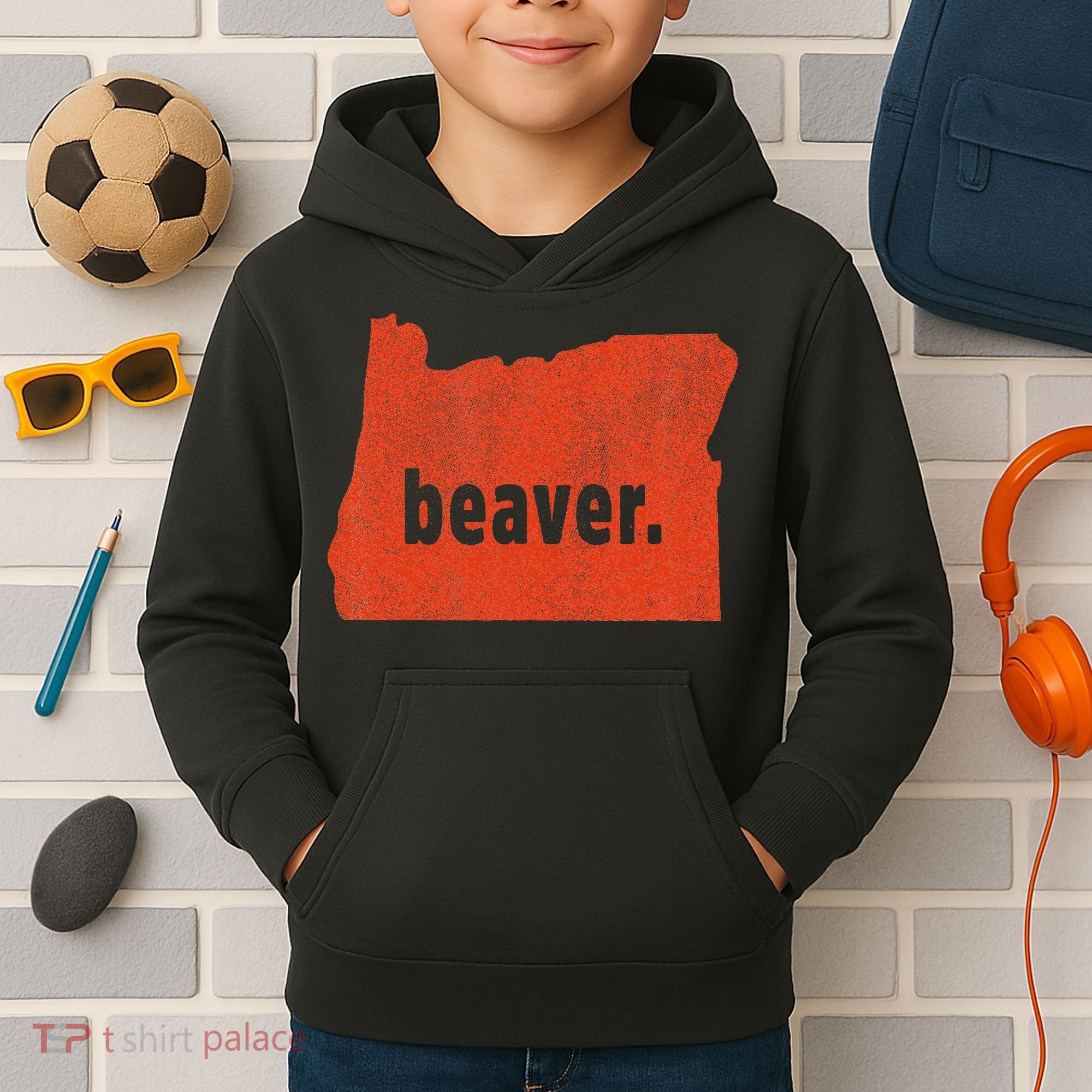 Oregon State Nickname Beaver Distressed Kids Hoodie