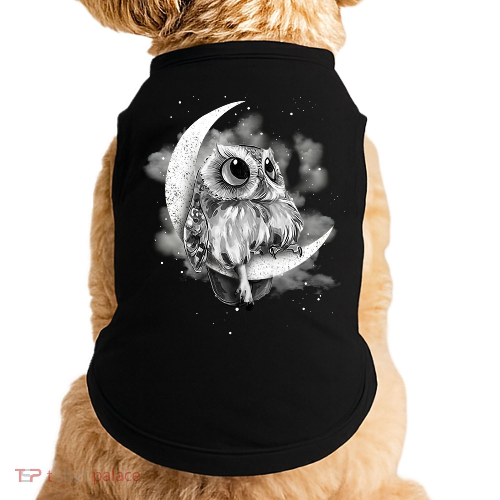 Owl Sitting On The Moon Gift Doggie Tank