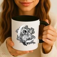 Owl Sitting On The Moon Gift Coffee Mug thumb 3