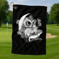 Owl Sitting On The Moon Gift Golf Towel thumb 1