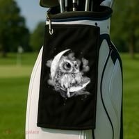 Owl Sitting On The Moon Gift Golf Towel thumb 2