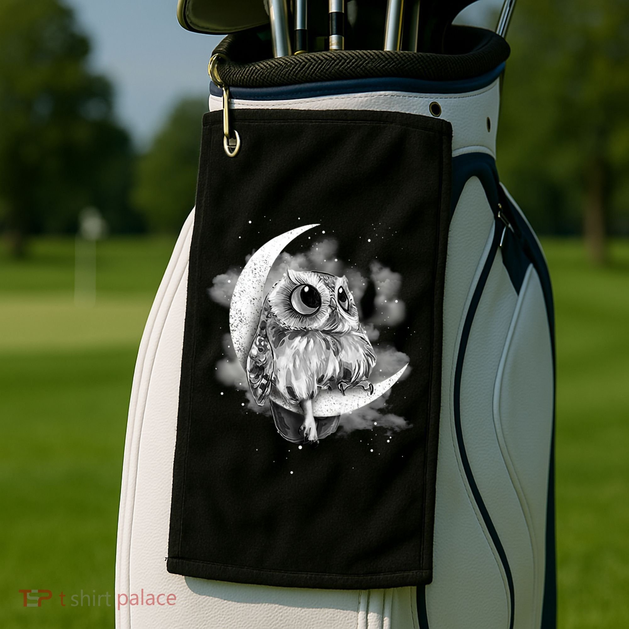 Owl Sitting On The Moon Gift Golf Towel