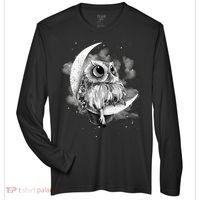 Owl Sitting On The Moon Gift Zone Performance Long-Sleeve T-Shirt thumb 0