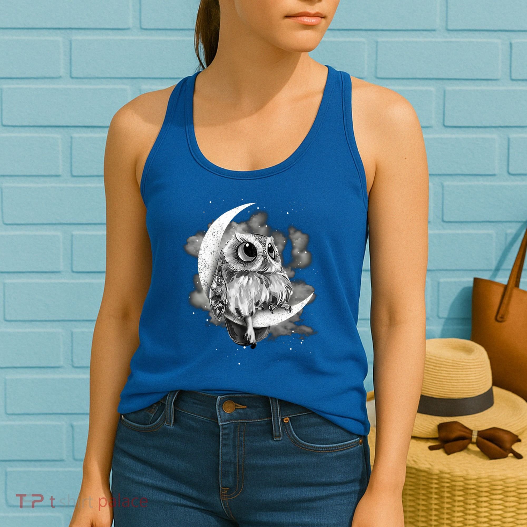 Owl Sitting On The Moon Gift Women's Tank Top