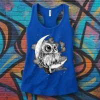 Owl Sitting On The Moon Gift Women's Tank Top thumb 3