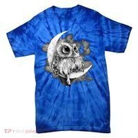 Owl Sitting On The Moon Gift Tie-Dye T-Shirt thumb 0