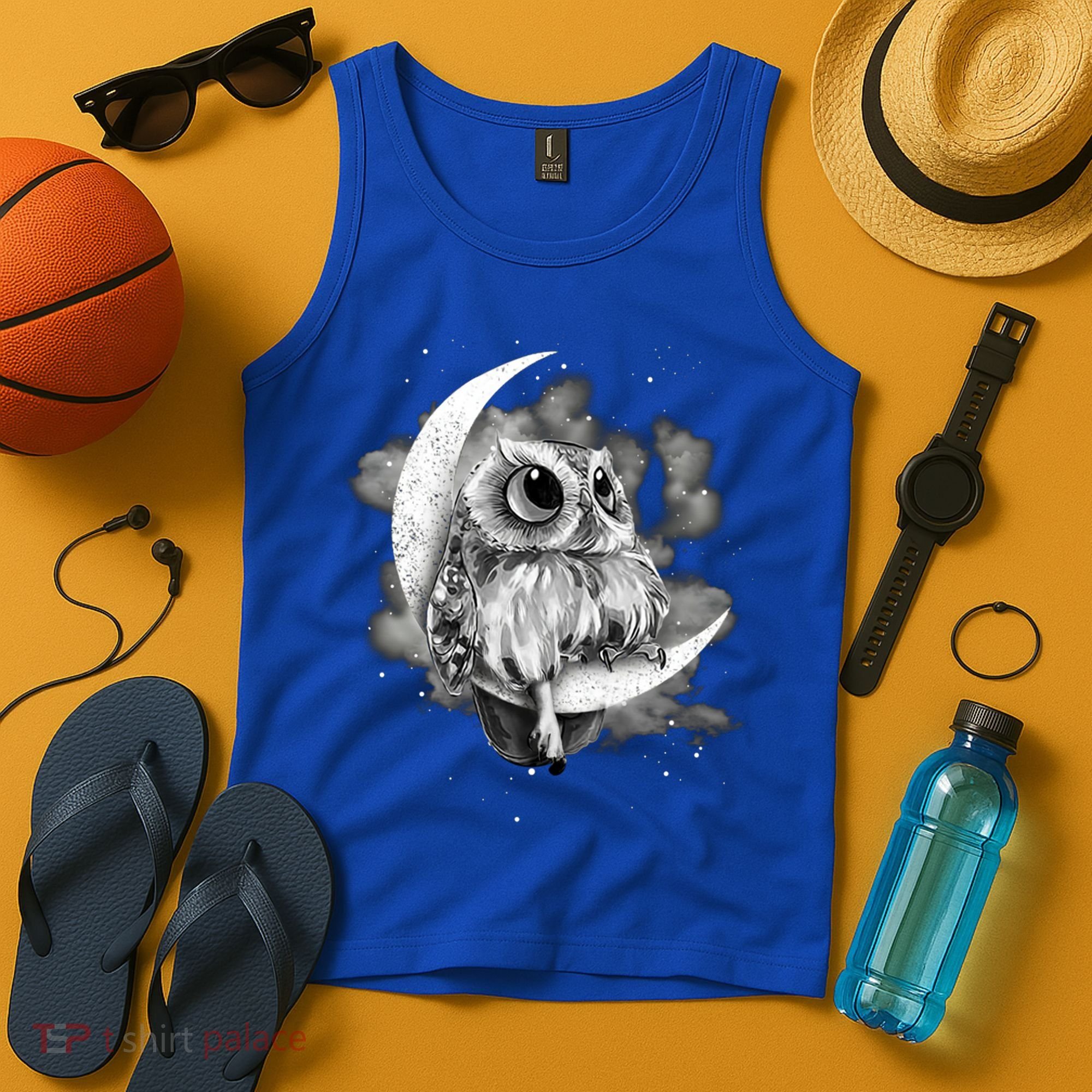 Owl Sitting On The Moon Gift Tank Top