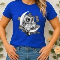 Owl Sitting On The Moon Gift Women's T-Shirt thumb 2
