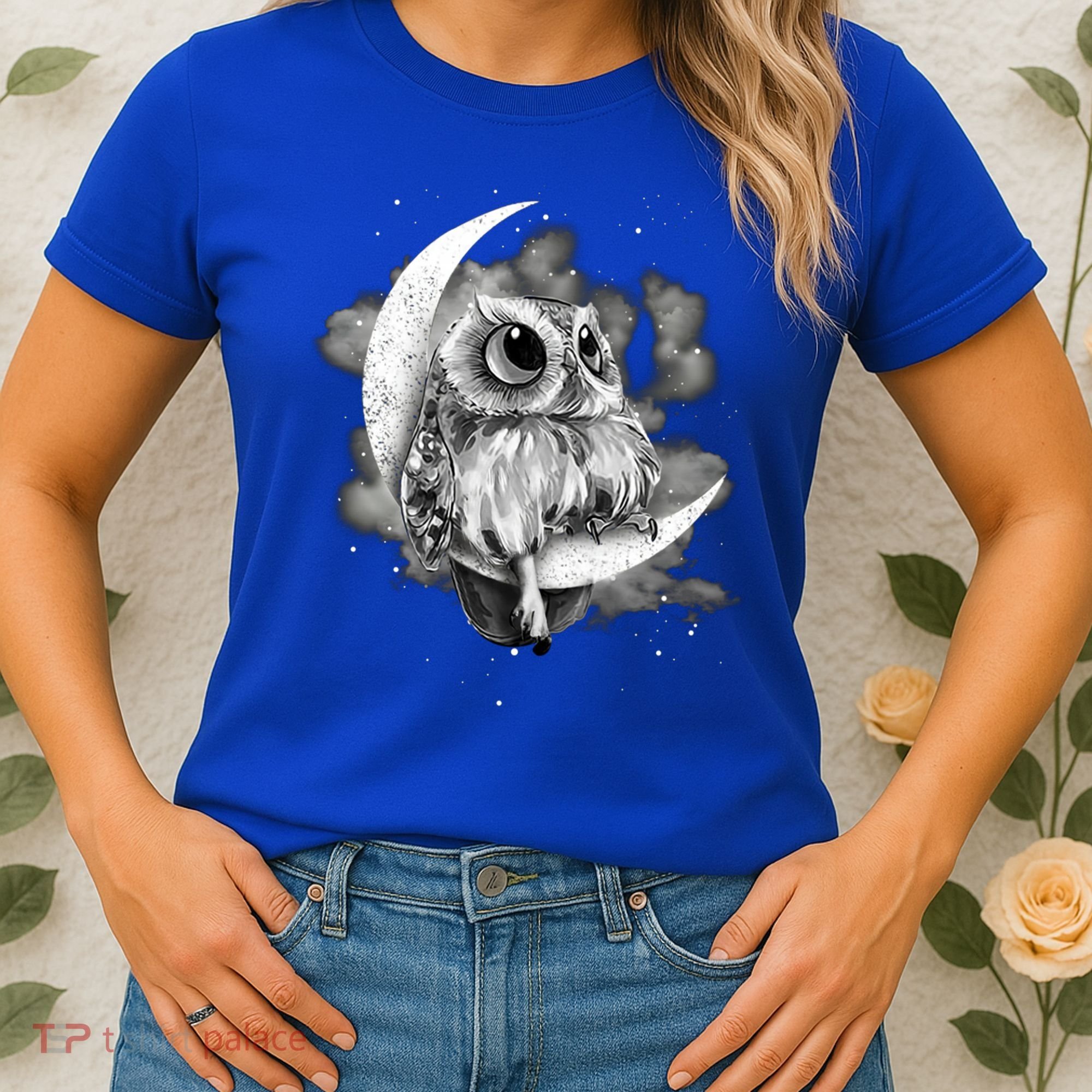 Owl Sitting On The Moon Gift Women's T-Shirt