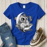 Owl Sitting On The Moon Gift Women's T-Shirt thumb 3