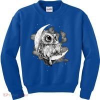 Owl Sitting On The Moon Gift Kids Sweatshirt thumb 0