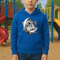 Owl Sitting On The Moon Gift Kids Hoodie thumb 2