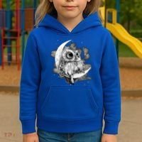 Owl Sitting On The Moon Gift Kids Hoodie thumb 3