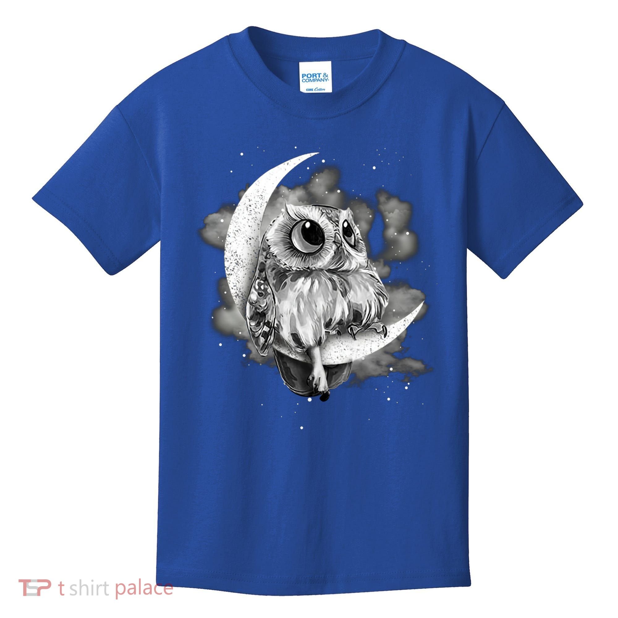Owl Sitting On The Moon Gift Kids T-Shirt