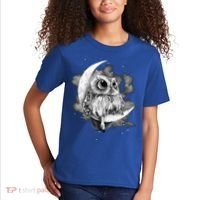 Owl Sitting On The Moon Gift Kids T-Shirt thumb 2