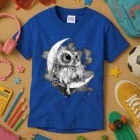 Owl Sitting On The Moon Gift Kids T-Shirt thumb 3