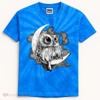Owl Sitting On The Moon Gift Kids Tie-Dye T-Shirt thumb 0