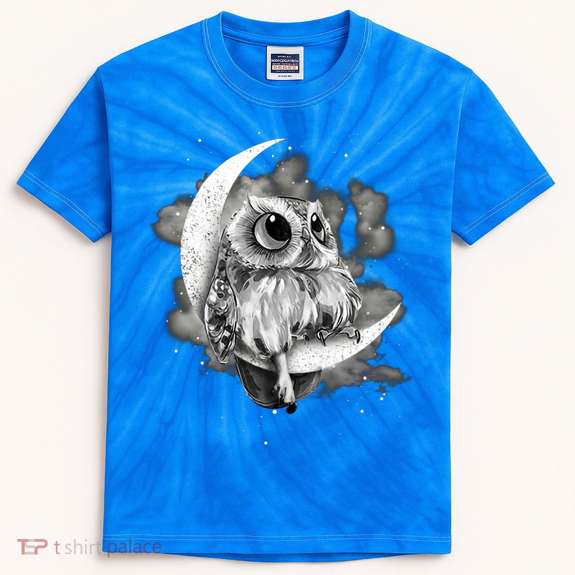 Owl Sitting On The Moon Gift Kids Tie-Dye T-Shirt