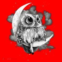 Owl Sitting On The Moon Gift Santa Hat thumb 1