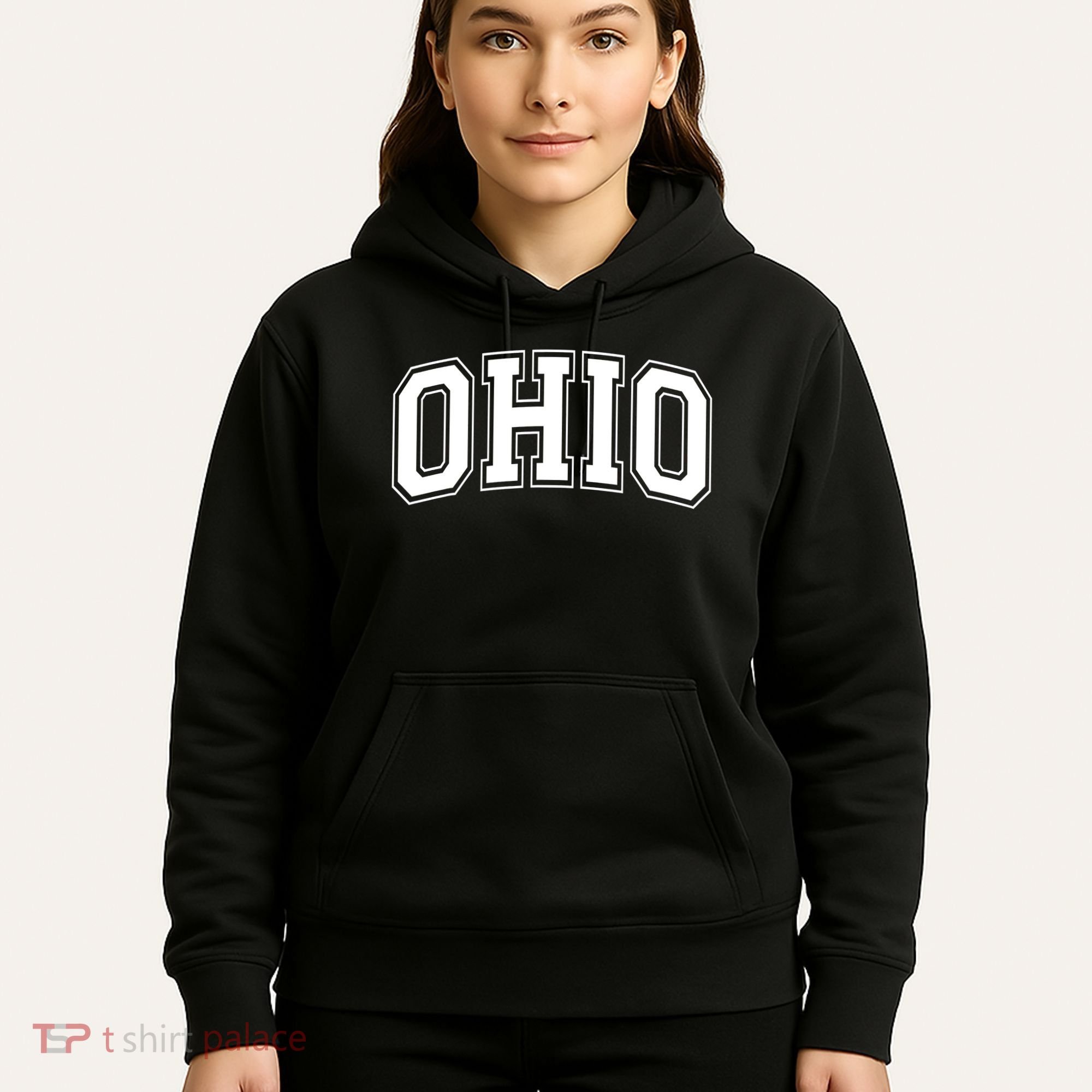 Ohio State OH USA Varsity Style White Font Hoodie