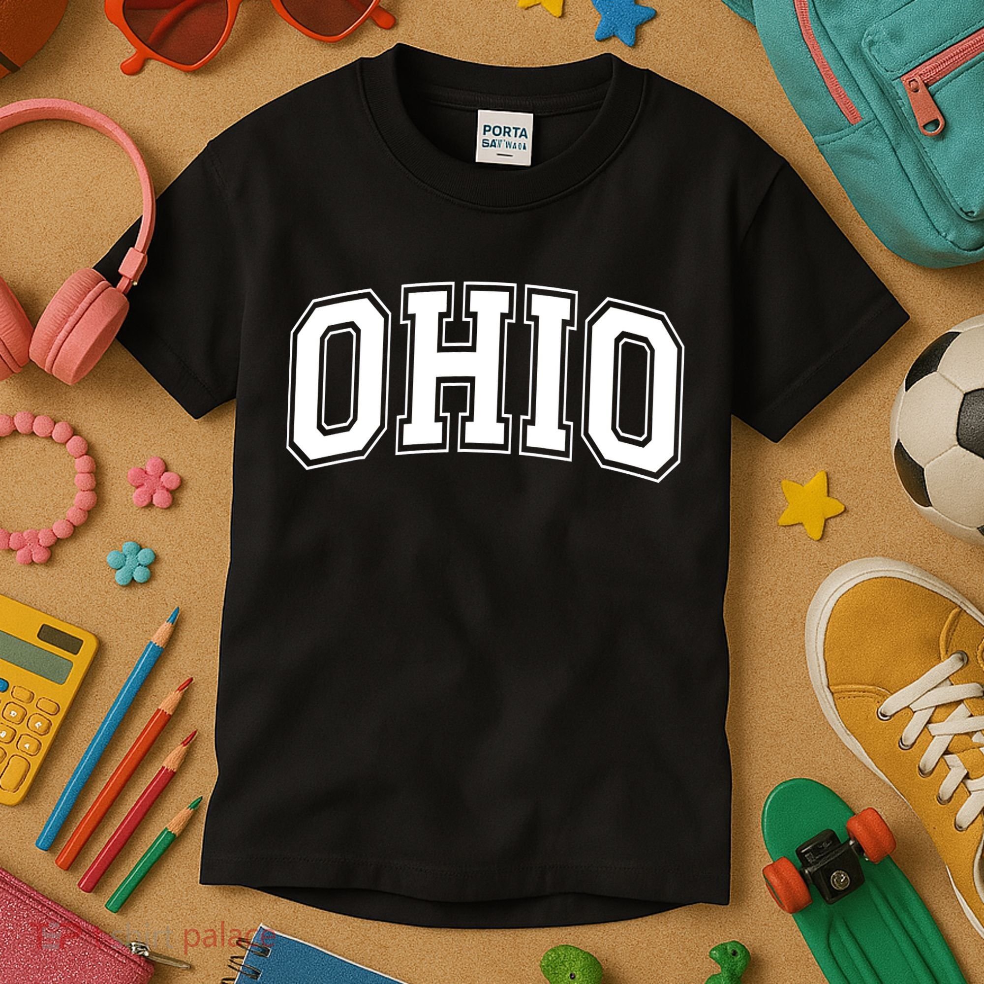 Ohio State OH USA Varsity Style White Font Kids T-Shirt