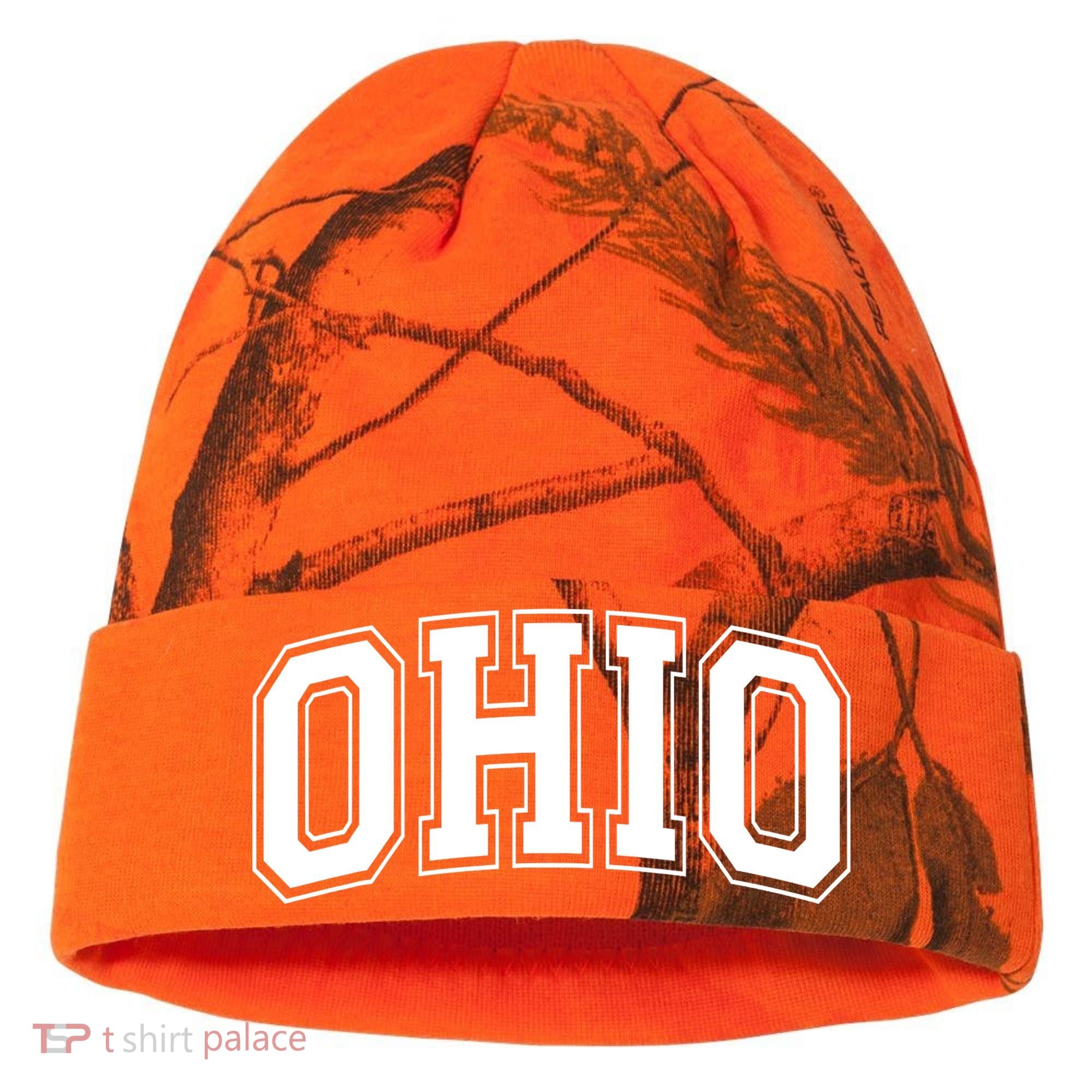 Ohio State OH USA Varsity Style White Font Kati Licensed 12" Camo Cuffed Beanie