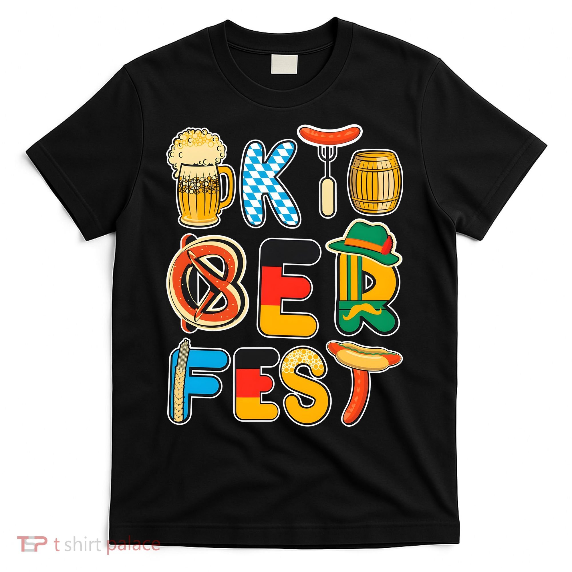 Oktoberfest Sausage Pretzel Beer Vintage Retro T-Shirt