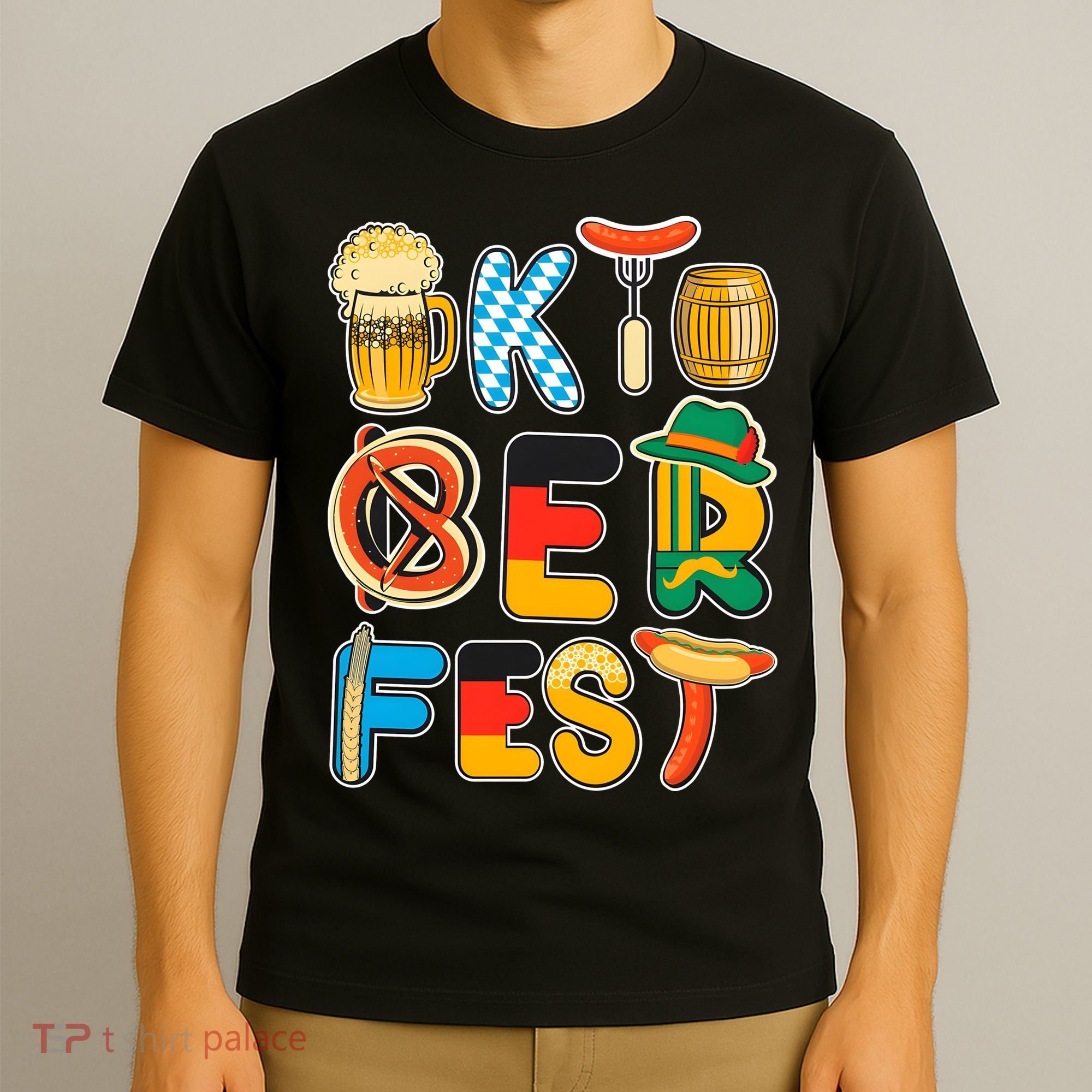 Oktoberfest Sausage Pretzel Beer Vintage Retro T-Shirt