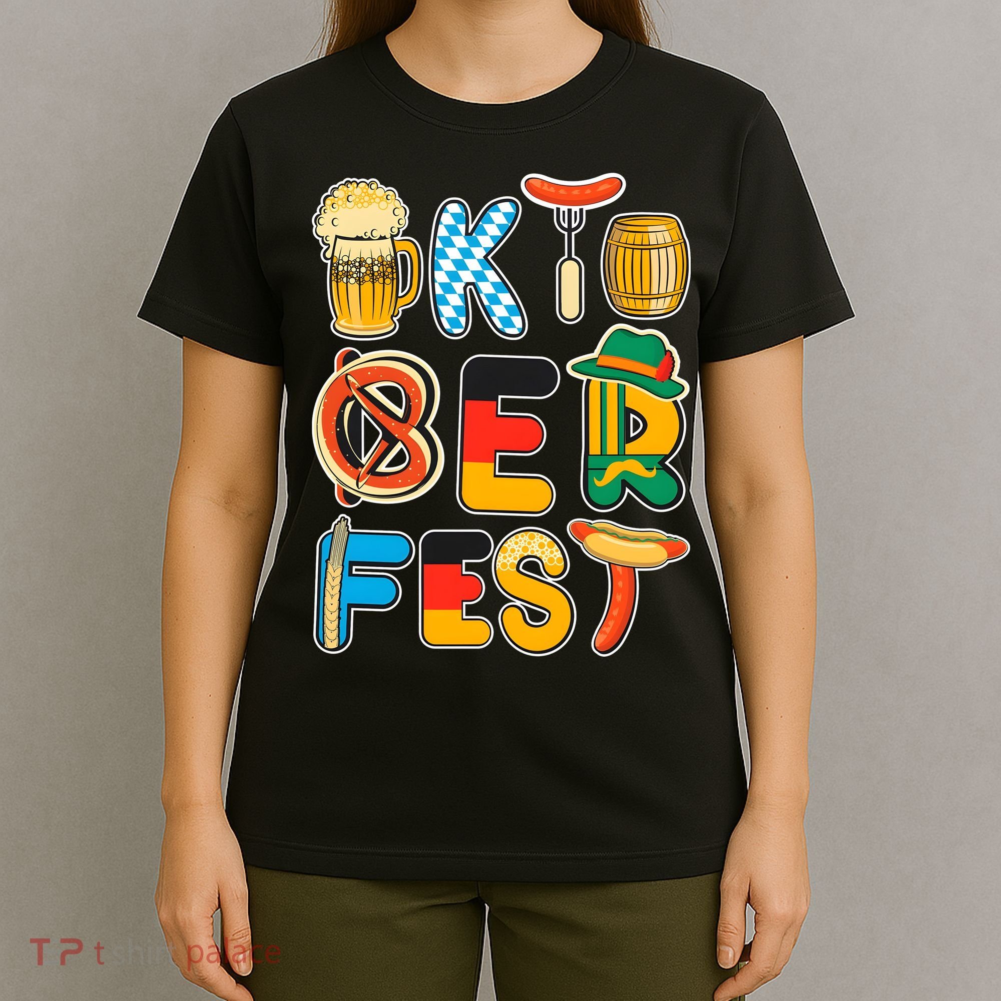 Oktoberfest Sausage Pretzel Beer Vintage Retro T-Shirt