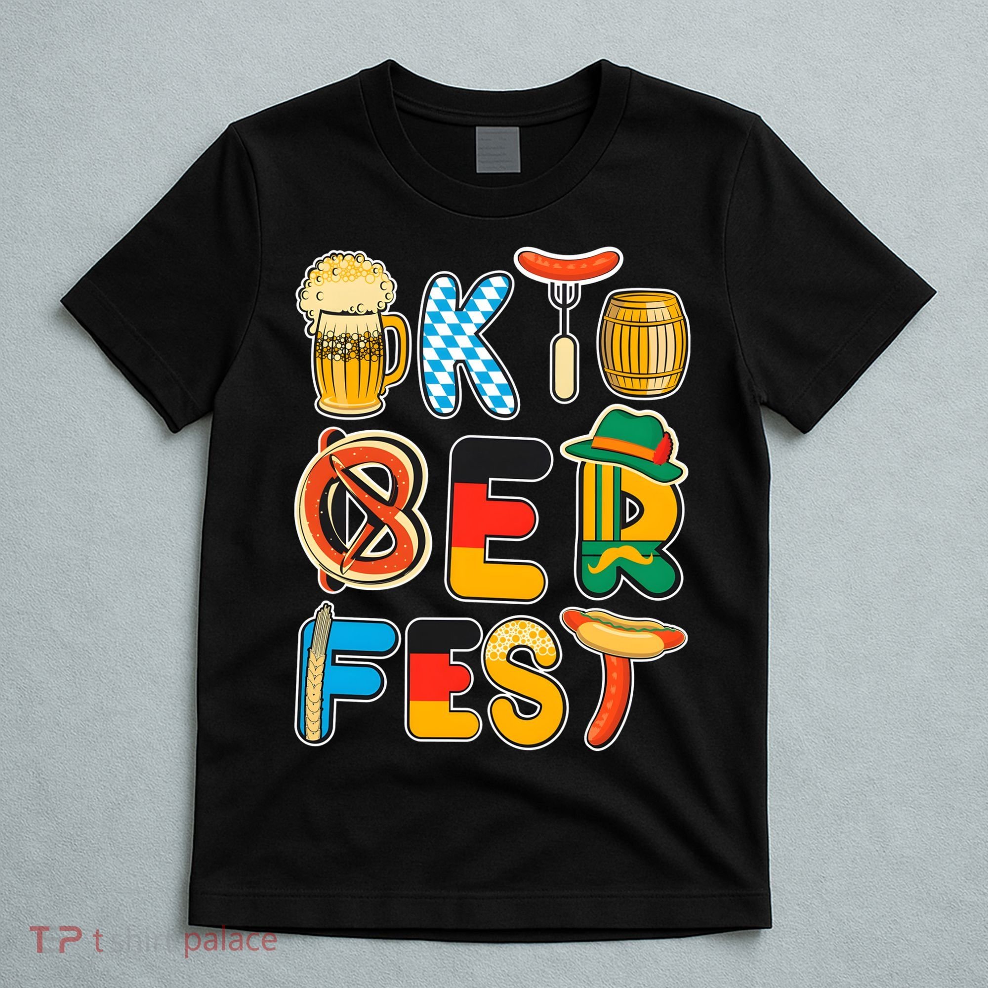 Oktoberfest Sausage Pretzel Beer Vintage Retro T-Shirt