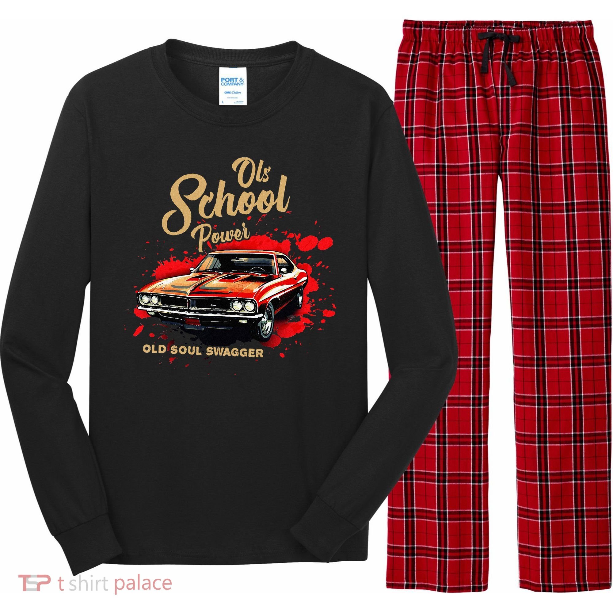 Old School Power Old Soul Swagger Classic Car Long Sleeve Pajama Set