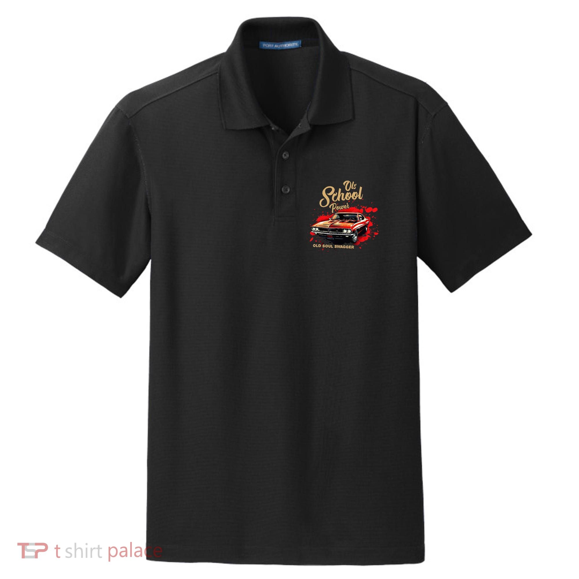 Old School Power Old Soul Swagger Classic Car Dry Zone Grid Polo