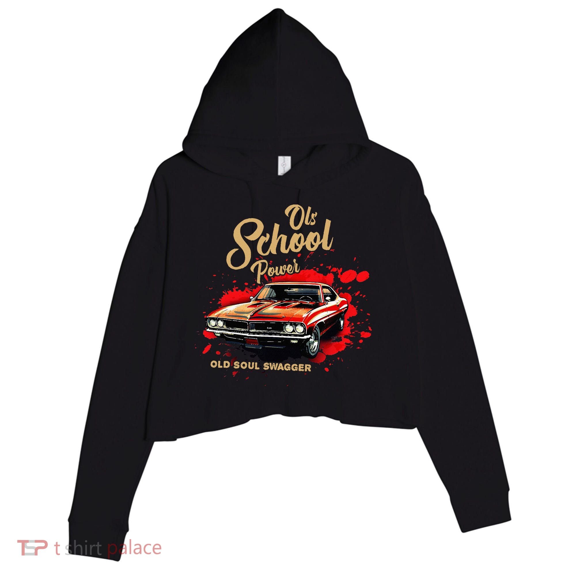 Old School Power Old Soul Swagger Classic Car Crop Fleece Hoodie