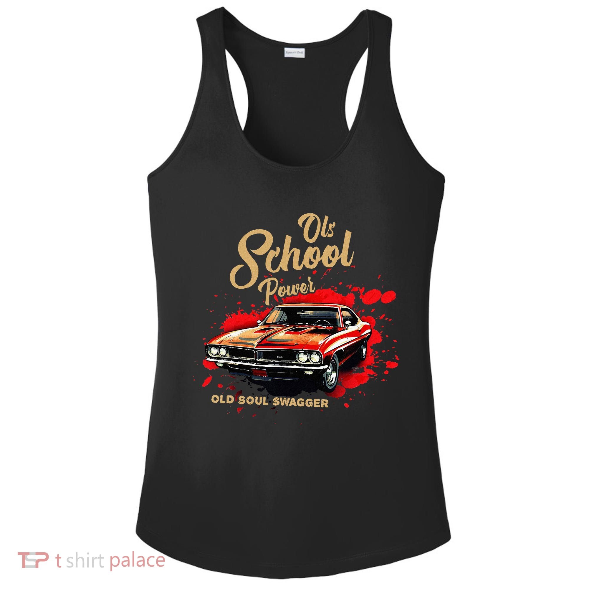 Old School Power Old Soul Swagger Classic Car Ladies PosiCharge Competitor Racerback Tank