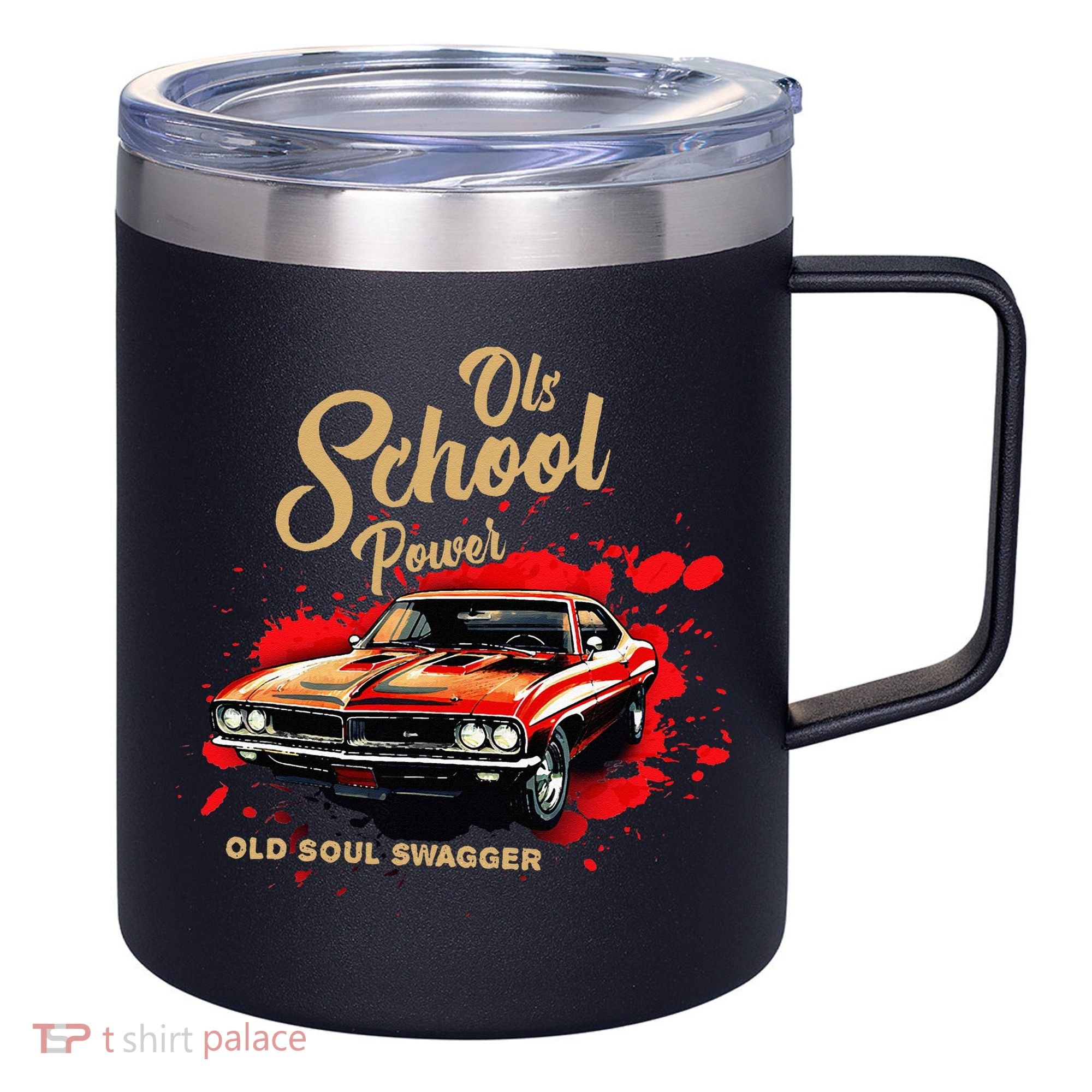 Old School Power Old Soul Swagger Classic Car 12oz Stainless Steel Coffee Mug