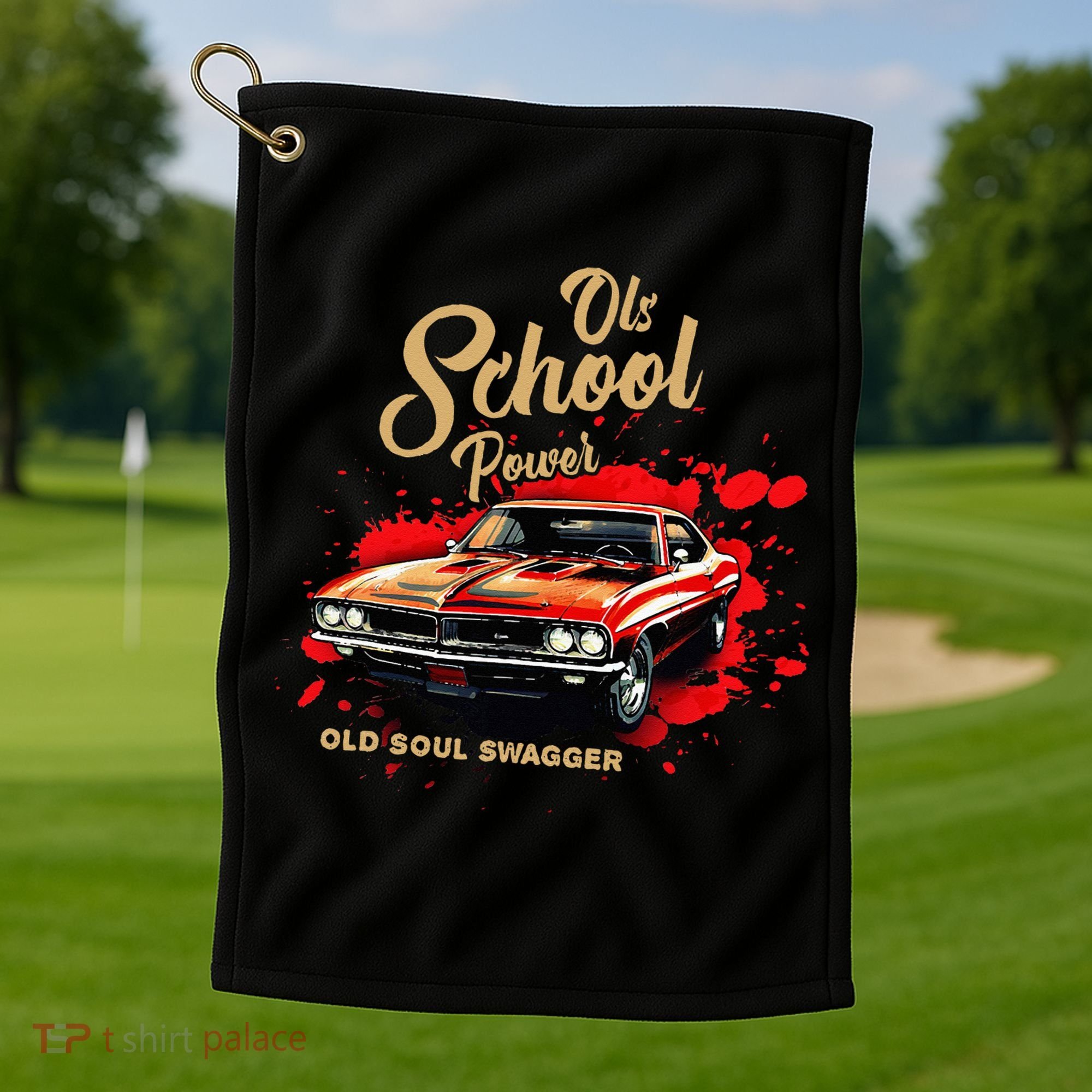 Old School Power Old Soul Swagger Classic Car Golf Towel