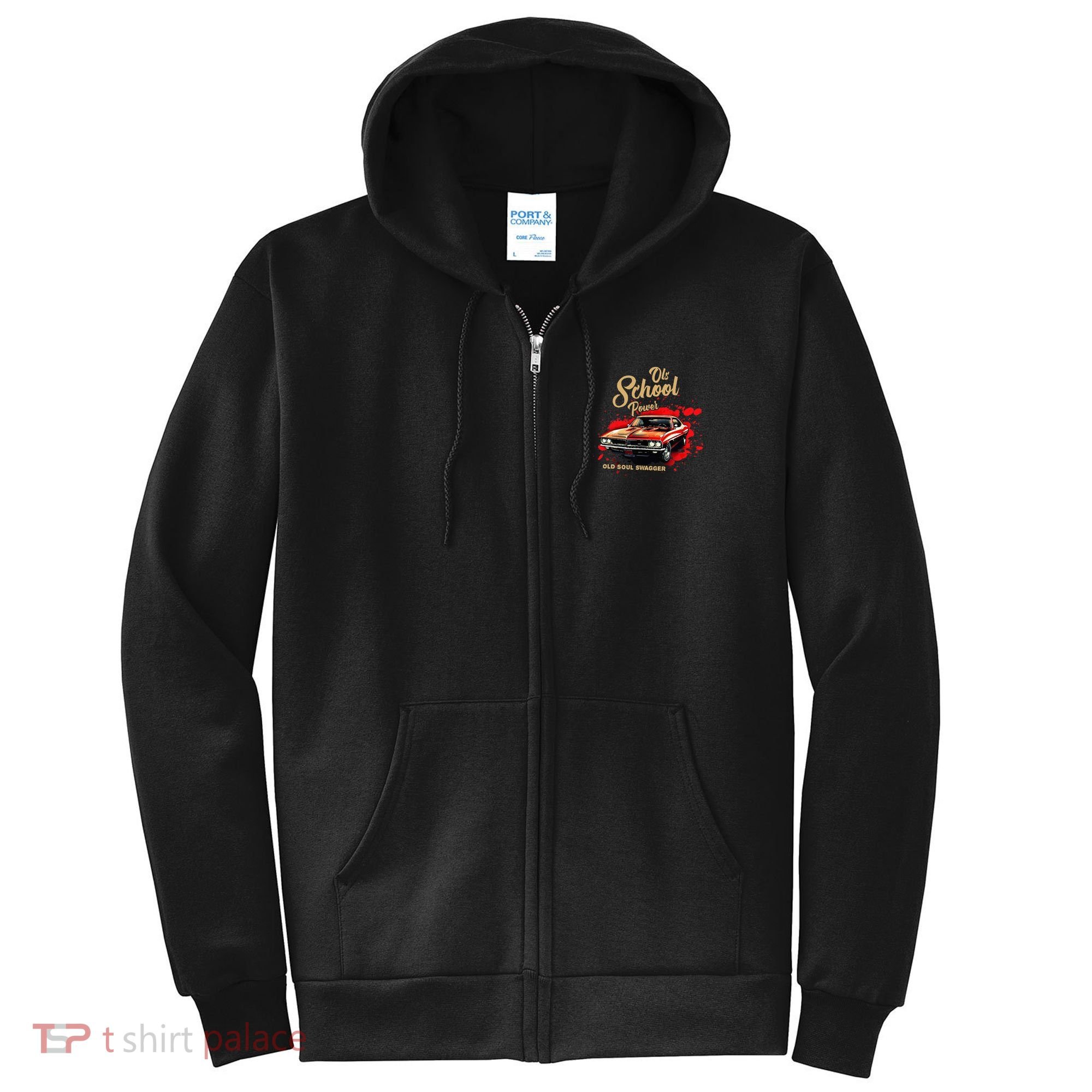Old School Power Old Soul Swagger Classic Car Full Zip Hoodie