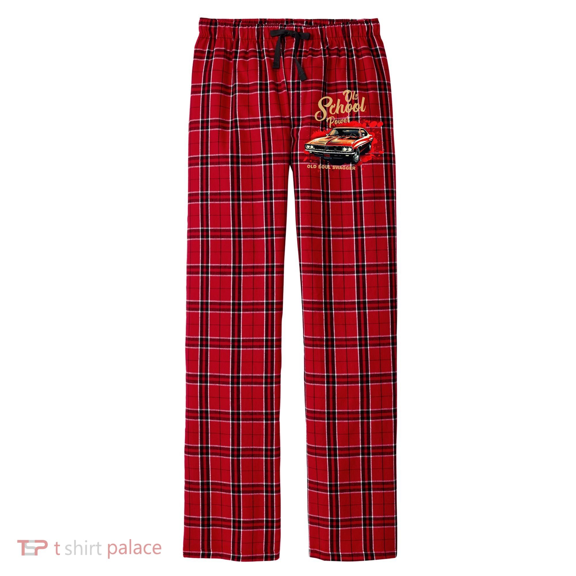 Old School Power Old Soul Swagger Classic Car Men's Flannel Plaid Pajama Pants
