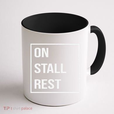 On Stall Rest Quote With Square Frame Shopping Team Coffee Mug back