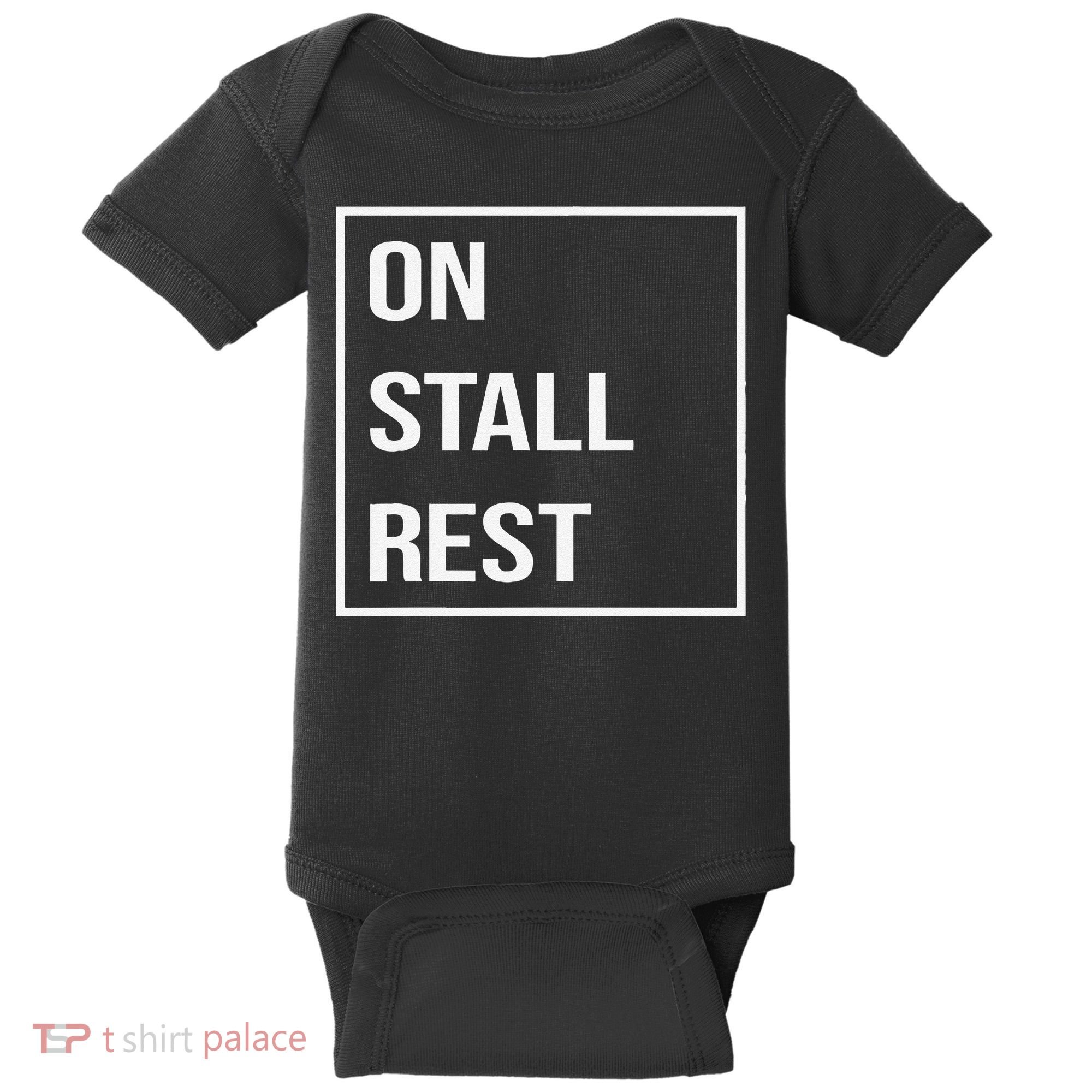 On Stall Rest Quote With Square Frame Shopping Team Baby Bodysuit