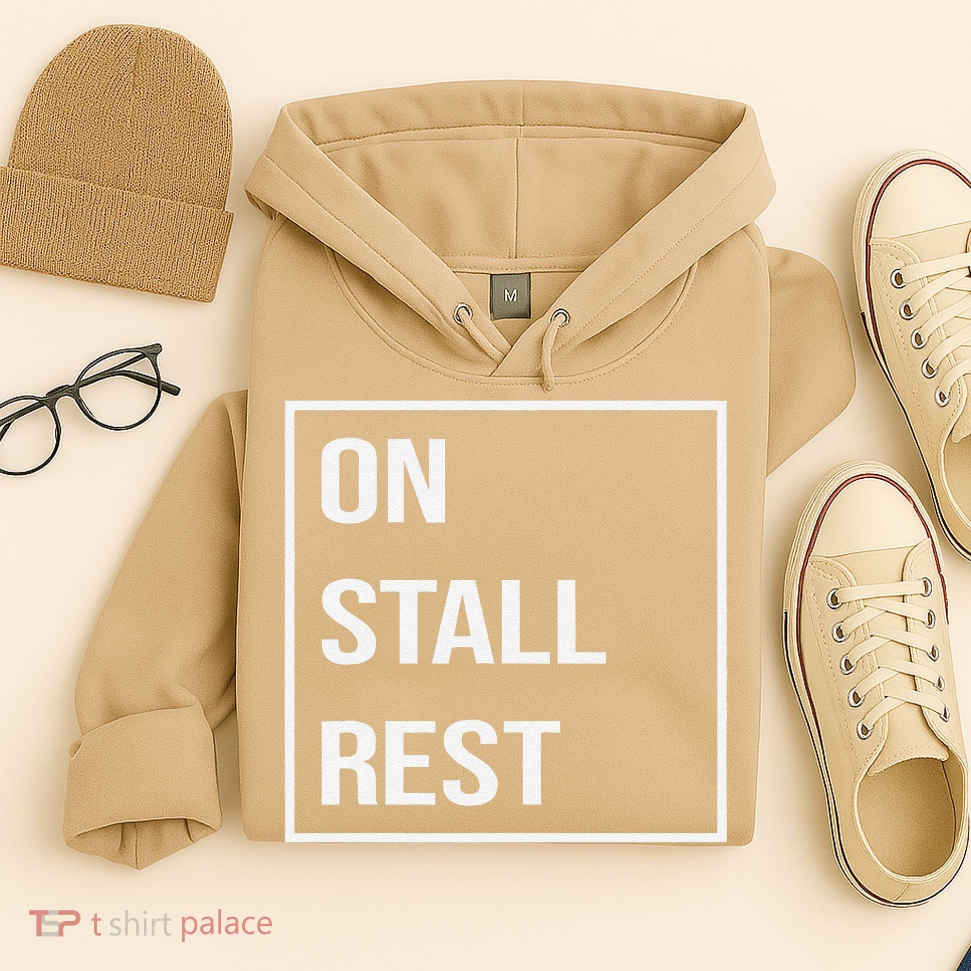 On Stall Rest Quote With Square Frame Shopping Team Hoodie