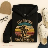 Oklahoma Smokeshow Retro Cow Boots And Hats Hoodie thumb 4