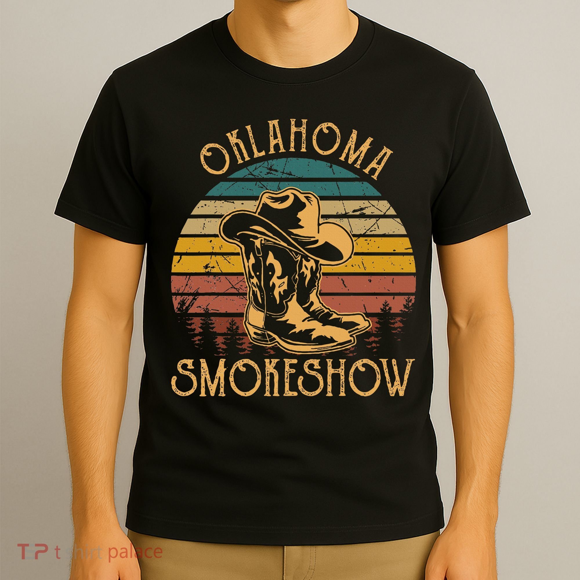 Oklahoma Smokeshow Retro Cow Boots And Hats T-Shirt