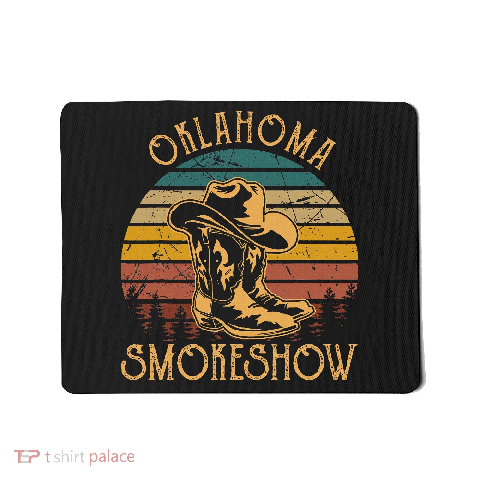 Oklahoma Smokeshow Retro Cow Boots And Hats Mousepad