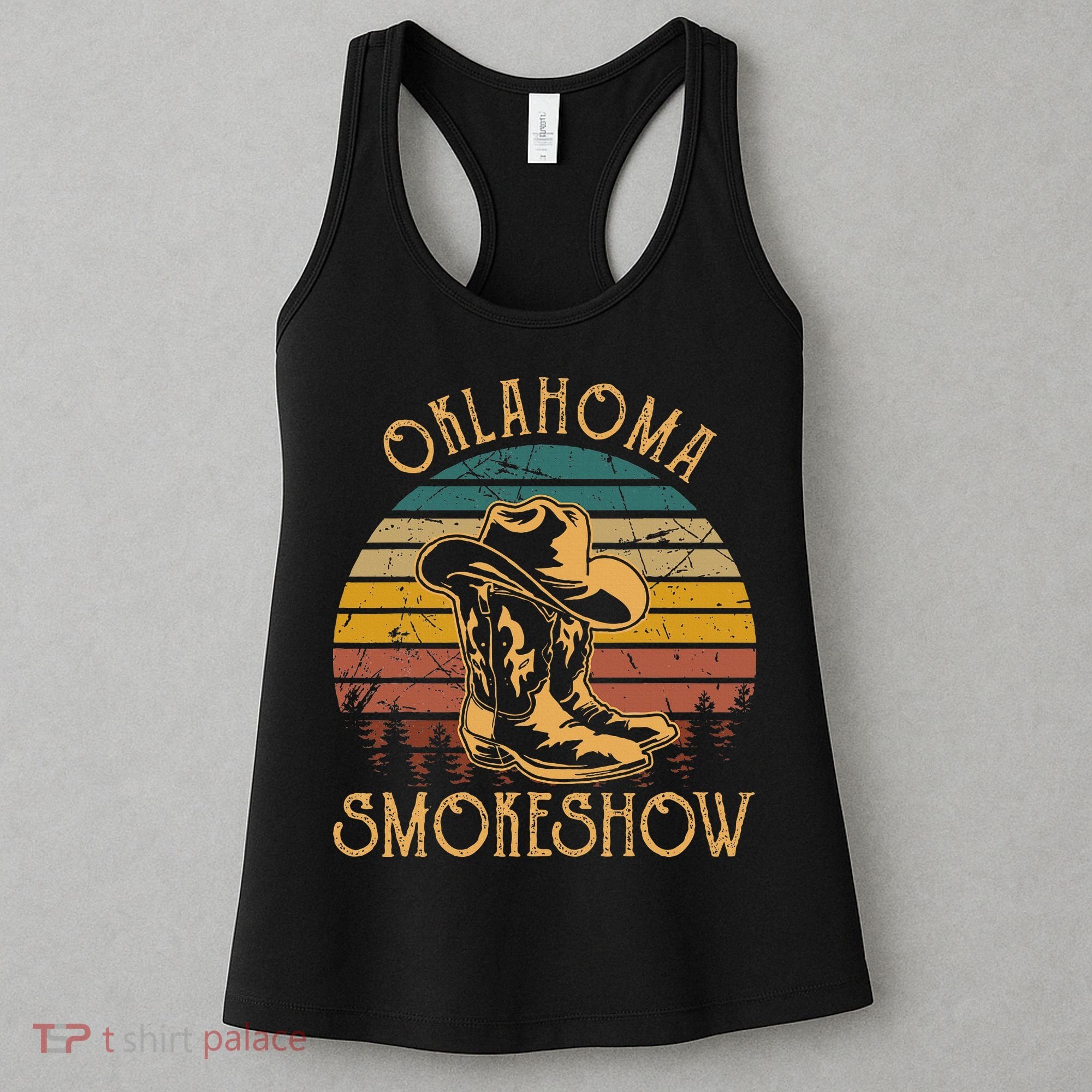 Oklahoma Smokeshow Retro Cow Boots And Hats Women's Tank Top