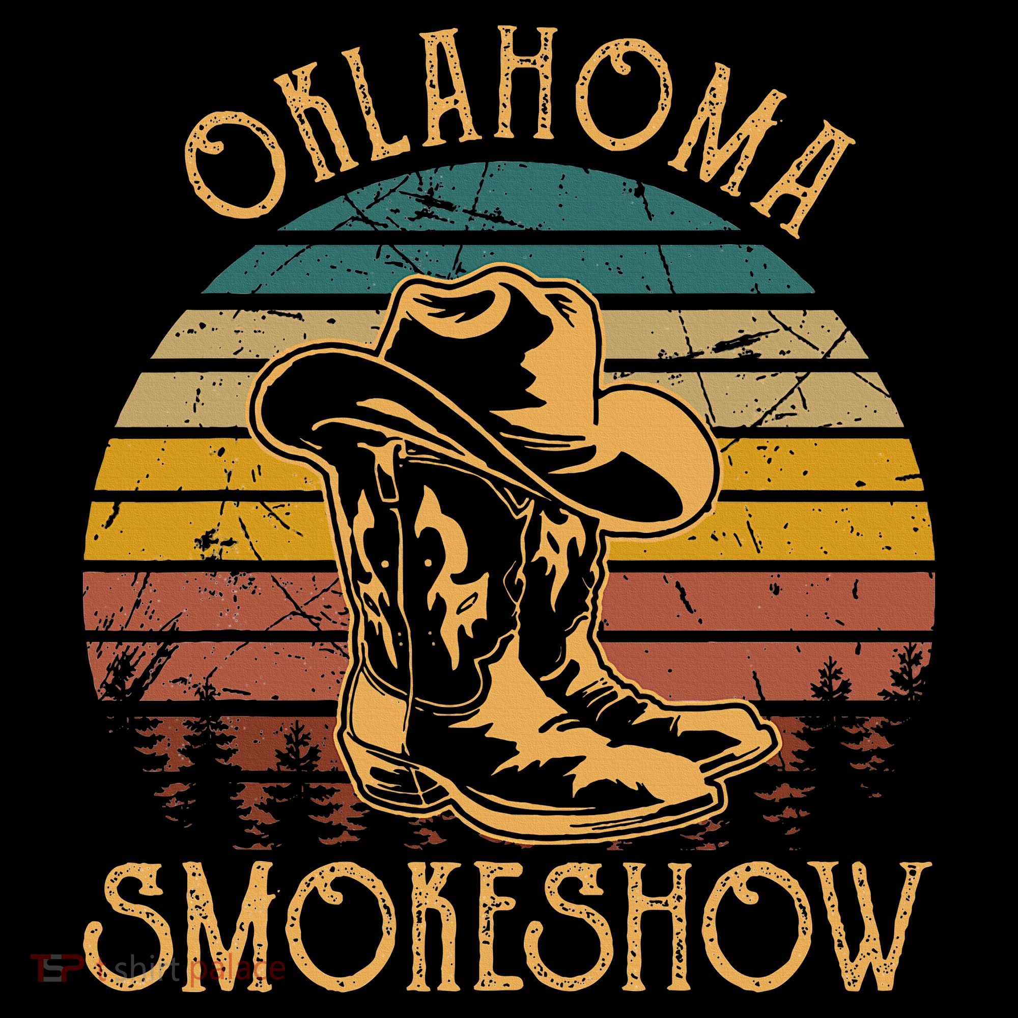 Oklahoma Smokeshow Retro Cow Boots And Hats Toddler Hoodie