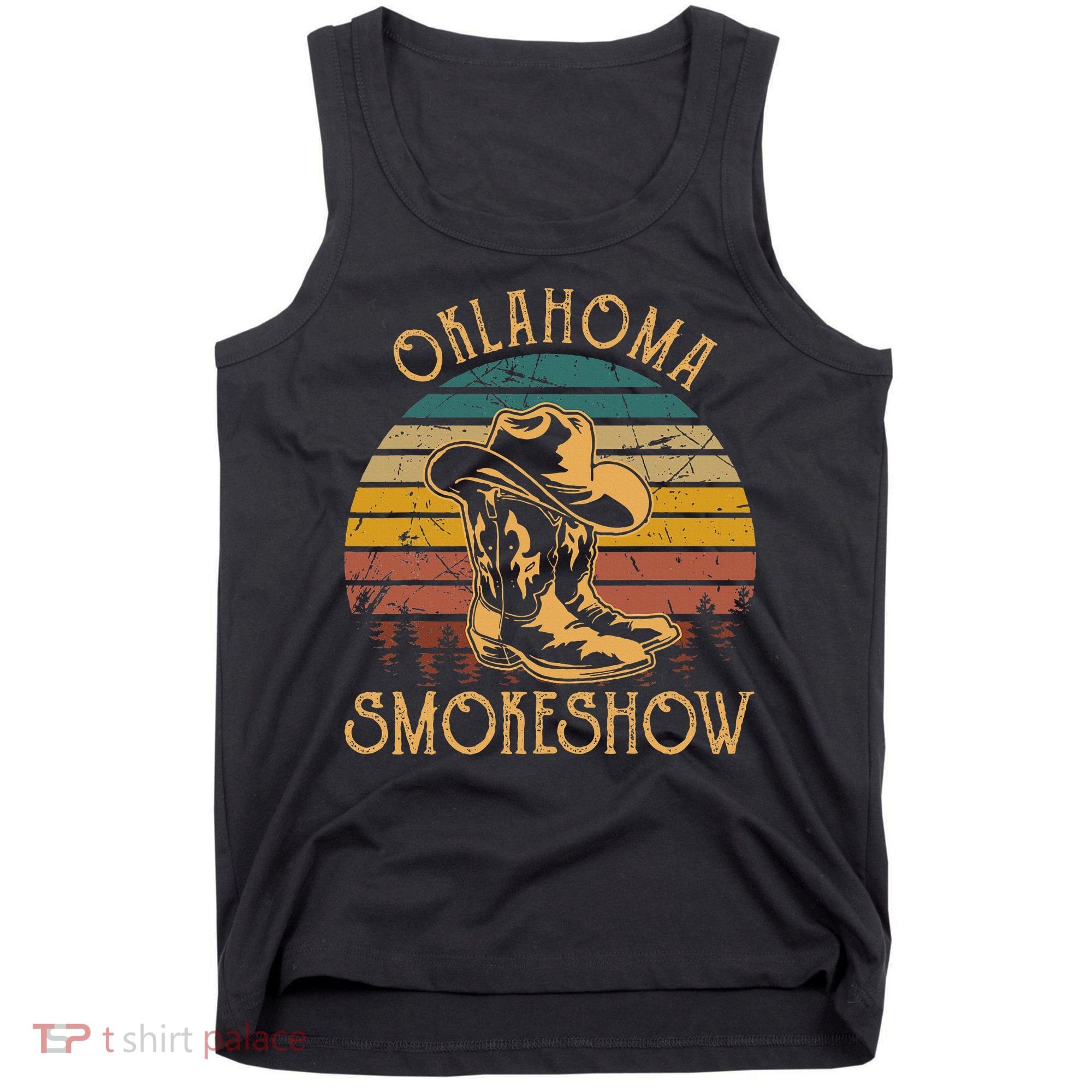 Oklahoma Smokeshow Retro Cow Boots And Hats Tank Top