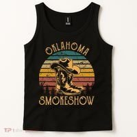 Oklahoma Smokeshow Retro Cow Boots And Hats Tank Top thumb 2