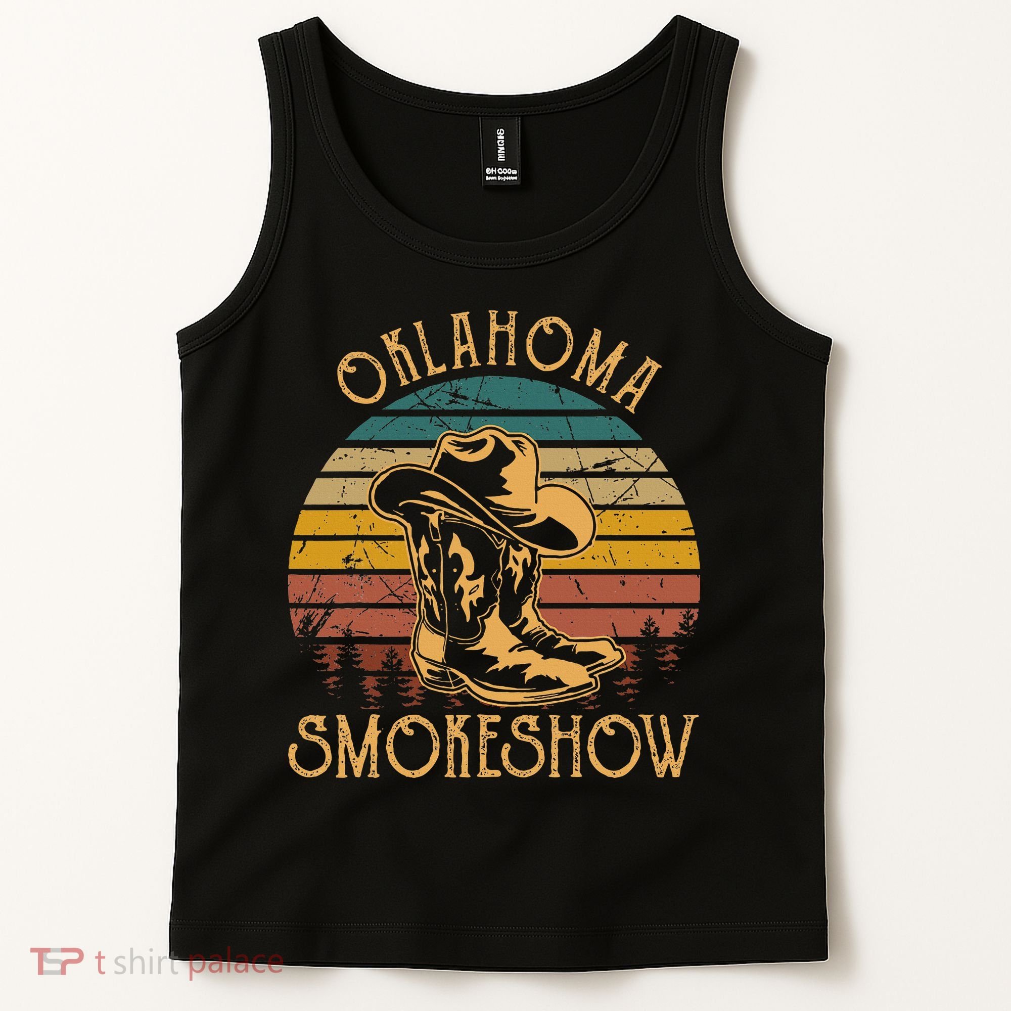 Oklahoma Smokeshow Retro Cow Boots And Hats Tank Top